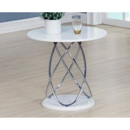 Wrexham Chrome Elegance Lamp Side Table - White Top