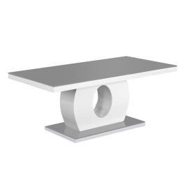 Brecon White High Gloss Glass Coffee Table in Grey