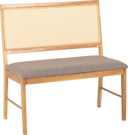 Ellis Dining Bench - Oak Effect Grey Fabric