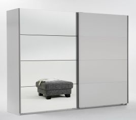 Sliding Wardrobe - ERASMUS 2 Door Mirrored Wardrobe White 225cm