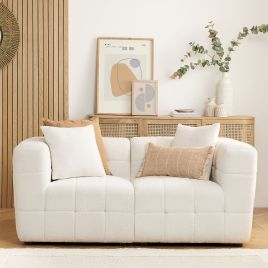 Farlin Luxury Boucle Fabric 2 Seater Sofa - White