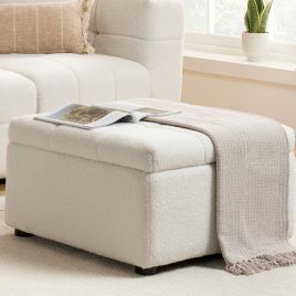 Farlin Luxury Boucle Fabric Footstool - White