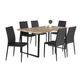 Rustic Elegance Sandhurst Natural Oak Effect Dining Table with Black Metal Legs
