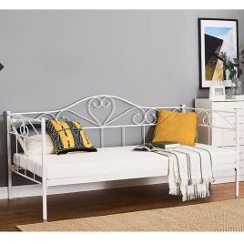 Kwatico White 3ft Single Day Bed with Wooden Slats - Perfect for Guests and Lounging