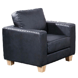 Buxton Chesterfield Single Seater Sofa Suite in PU Leather - Black