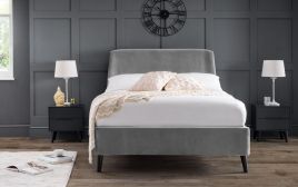 Frida Curved Velvet Kingsize Bed - Grey
