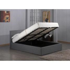 Luxury Redefined Purbeck Grey Fabric High Headboard Ottoman Storage Bed - Double 4ft6