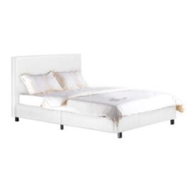 Luxurious Purbeck White Faux Leather Effect Bed with High Headboard Opulent Style - 4ft Small Double