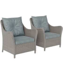SUNVISTA Rattan Garden Chairs Set of 2 Outdoor Rattan Chairs Light Grey