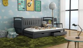 UNIVERSE Wooden 2 Drawers Storage Bed with Trundle - Graphite