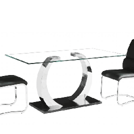 Sleek Design Fullerton Glass Top Rectangular Dining Table with Stainless Steel Base - Black