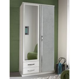 Wardrobe - DAYTON 2 Door Wardrobe White and Grey 90cm