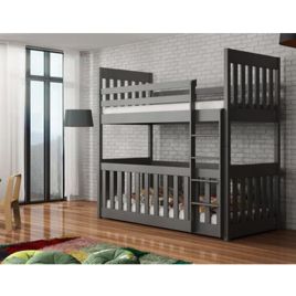 Kristofer Wooden Bunk Bed with Cot Bed and Bonnell Mattress - Graphite