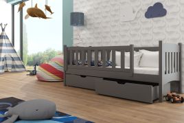 Arman Solid Wooden Single Storage Bed Frame with Foam Mattress - Graphite