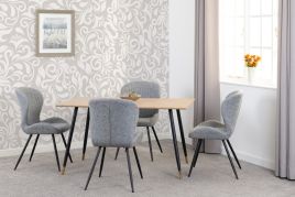 Hamilton Medium Dining Set with Quebec Chairs - Oak Effect Black Grey Faux Leather