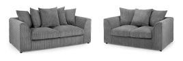Harley Jumbo Cord Grey 3 and 2 Sofa Set