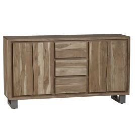 Maureen Black Metal Frame Solid Acacia Wood Extra Large Sideboard