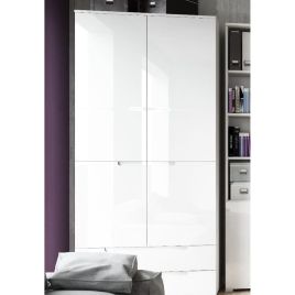 Wardrobe - SARNIA 2 Door Wardrobe White 100cm