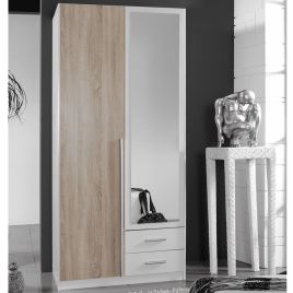 Wardrobe - MANDY 2 Door Wardrobe White 90cm