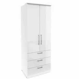 Wardrobe - OPULENT 2 Door Wardrobe White 80cm