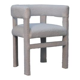Sturdy Design Classy Occasional Chair with Snow White Boucle Fabric