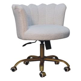 Snow White Boucle Fabric Occasional Chair with Swivel Base and Height Control