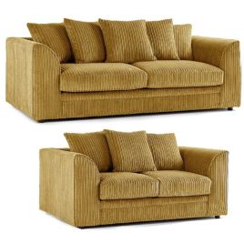 OXFORD Jumbo Cord 3 Seater and 2 Seater Scatterback Sofa Set - Mustard