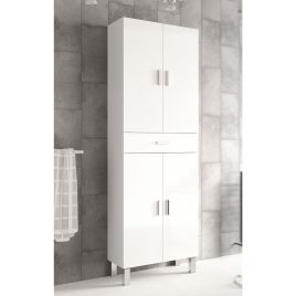 Versatile Style 4 Door Tall Bathroom Cabinet with Drawer - White