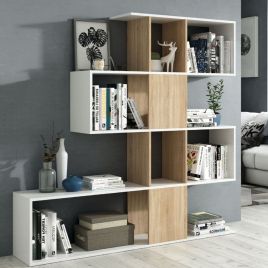 Versatile Design Bookcase - White And Oak Effect Gloss