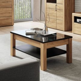 Allison Black Gloss Coffee Table - Oak Effect