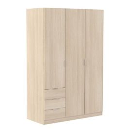 Wardrobe - HARVEY 3 Door Wardrobe Oak Effect 121cm