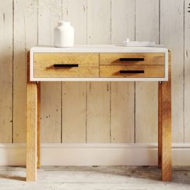 Becky Scandic Theme Reclaimed Wood Small Console Table with 3 Drawers
