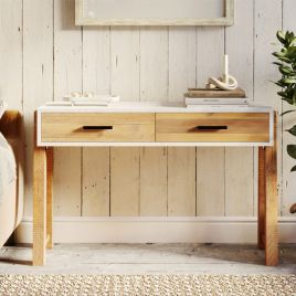 Becky Scandic Theme Reclaimed Wood Console Table with 2 Drawers