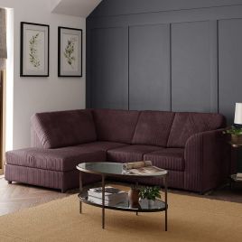 BLAKE Jumbo Cord 4 Seater L Shaped Fullback Corner Sofa - Chocolate Brown, Left Hand Facing