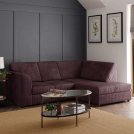 BLAKE Jumbo Cord 4 Seater L Shaped Fullback Corner Sofa - Chocolate Brown, Right Hand Facing