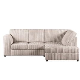 BLAKE Jumbo Cord 4 Seater L Shaped Fullback Corner Sofa - Cream, Right Hand Facing