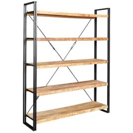 Michelle Industrial Style Industrial Large Open Bookcase - Natural Hardwood