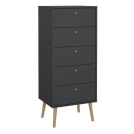 COBALT Grey Chest of Drawers - Tallboy, Medium-sized, 5 Drawers