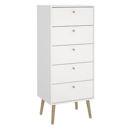 COBALT White Chest of Drawers - Tallboy, Medium-sized, 5 Drawers