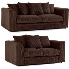 OXFORD Jumbo Cord 3 Seater and 2 Seater Scatterback Sofa Set - Chocolate Brown