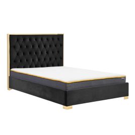 Modern Style Angela Gold Touch Fabric Black Bed - 5ft Kingsize
