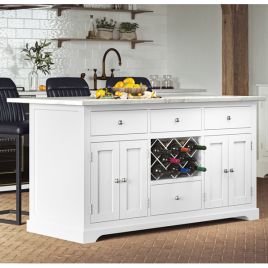 Versatile White Kitchen Island with White Marble Worktop