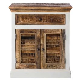 Deacon Solid Mango Wood Sideboard with 2 Doors and Drawer - White and Natural Finish