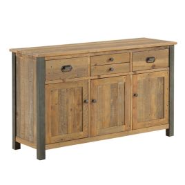 Doyle Elegance Rustic 3 Door Sideboard with 4 Drawer - Natural Wood
