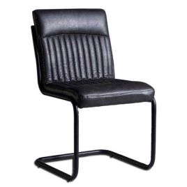 Georgina Pu Leather Dining Chair SET of 2 - Dark Grey