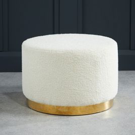 Britton Gold Base Large Pouffe Ted - Cream
