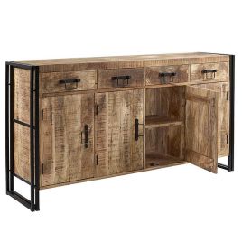 Michelle Industrial Style Extra Large Sideboard - Natural Hardwood
