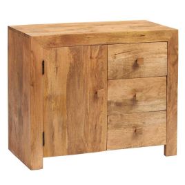 Stella Light Mango Wood 3 Drawer Sideboard with Door - Matt Finish