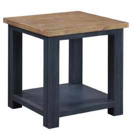 Splatter Reclaimed Wood Side Table and Open Shelf - Blue