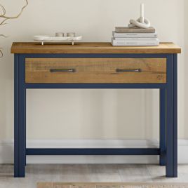 Splatter Reclaimed Wood Blue Hidden Space Compact Computer Desk